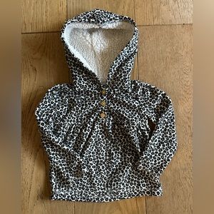 5/$20* Carter’s leopard print hooded pullover fleece & sparkle gold buttons- 24m